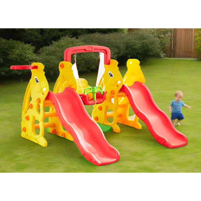 Kids Twin Slide + Swing L-112" W-63" H-53"