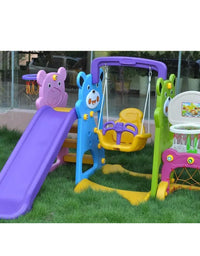 KIDS SWING & SLIDES PLUS BASKETBALL STAND
