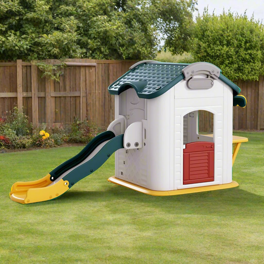 Kids Playhouse With Slide L-116" W-59" H-56"