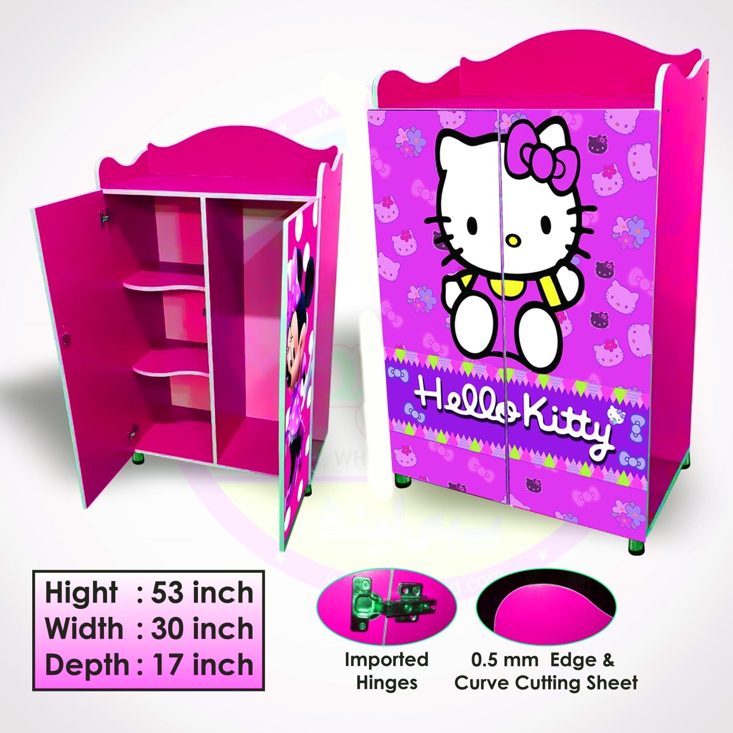 Junior Wooden Almirah Hello Kitty - Premium Quality Guaranteed (WA-190HELLO KITTY)