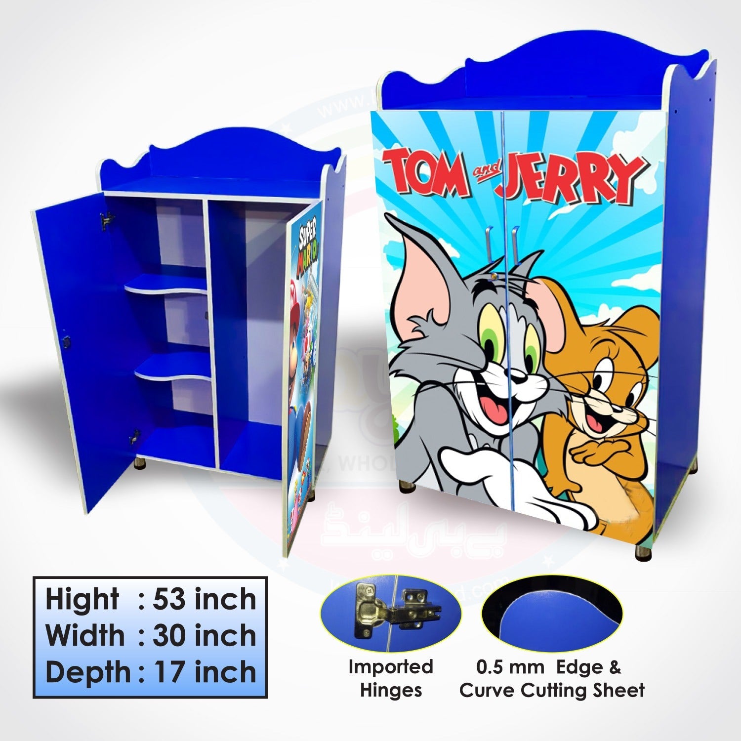 Junior Wooden Almirah Tom & Jerry - Premium Quality Guaranteed (WA-190TOM & JERRY)